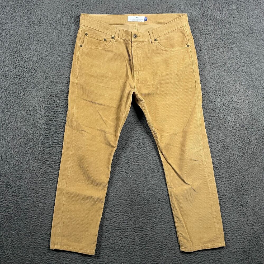 Peter Manning Pants Mens 34x27 (Fits 33x26) Beige Corduroy Trouser Slim Fit